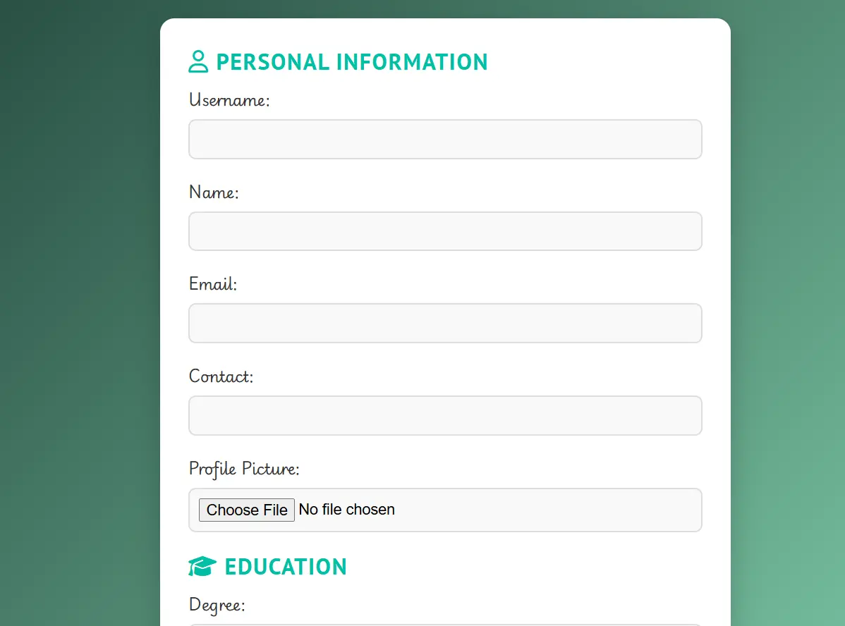 Editable Resume Builder